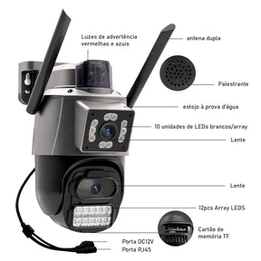 Câmera de Segurança Dupla com Visão 360°