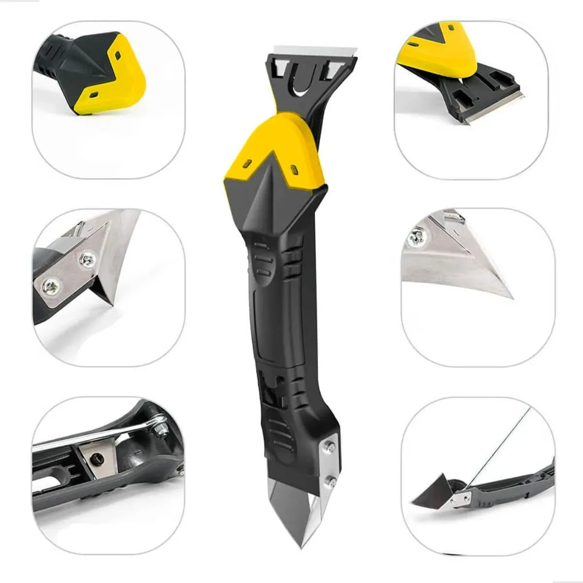 Espátula Para Remoção de Rejunte e Silicone 7 em 1 – Ferramenta de Limpeza, Corte e Acabamento