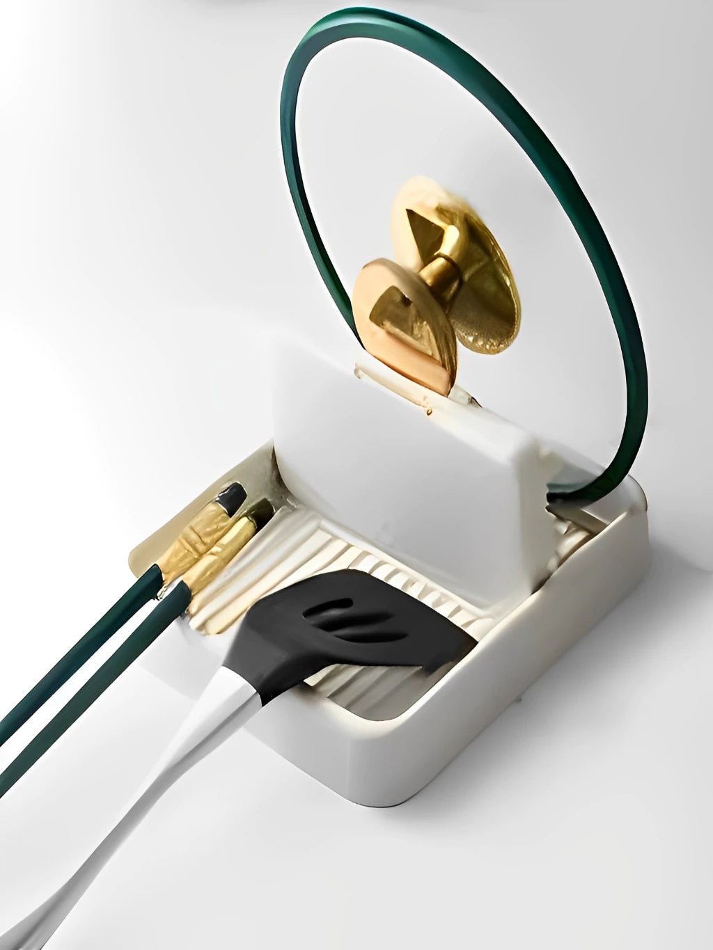 Descanso de Panela e Suporte Multiuso para Tampas, Talheres e Acessórios – Organizador de Cozinha