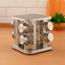 Porta Condimentos Giratório Inox 8 Potes Quadrado Base 360°