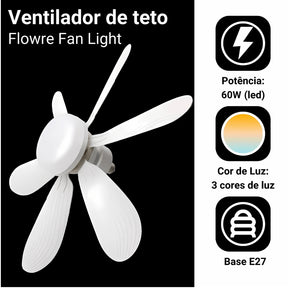 Lâmpada Ventilador de Teto com Controle | Instalação Rápida E27