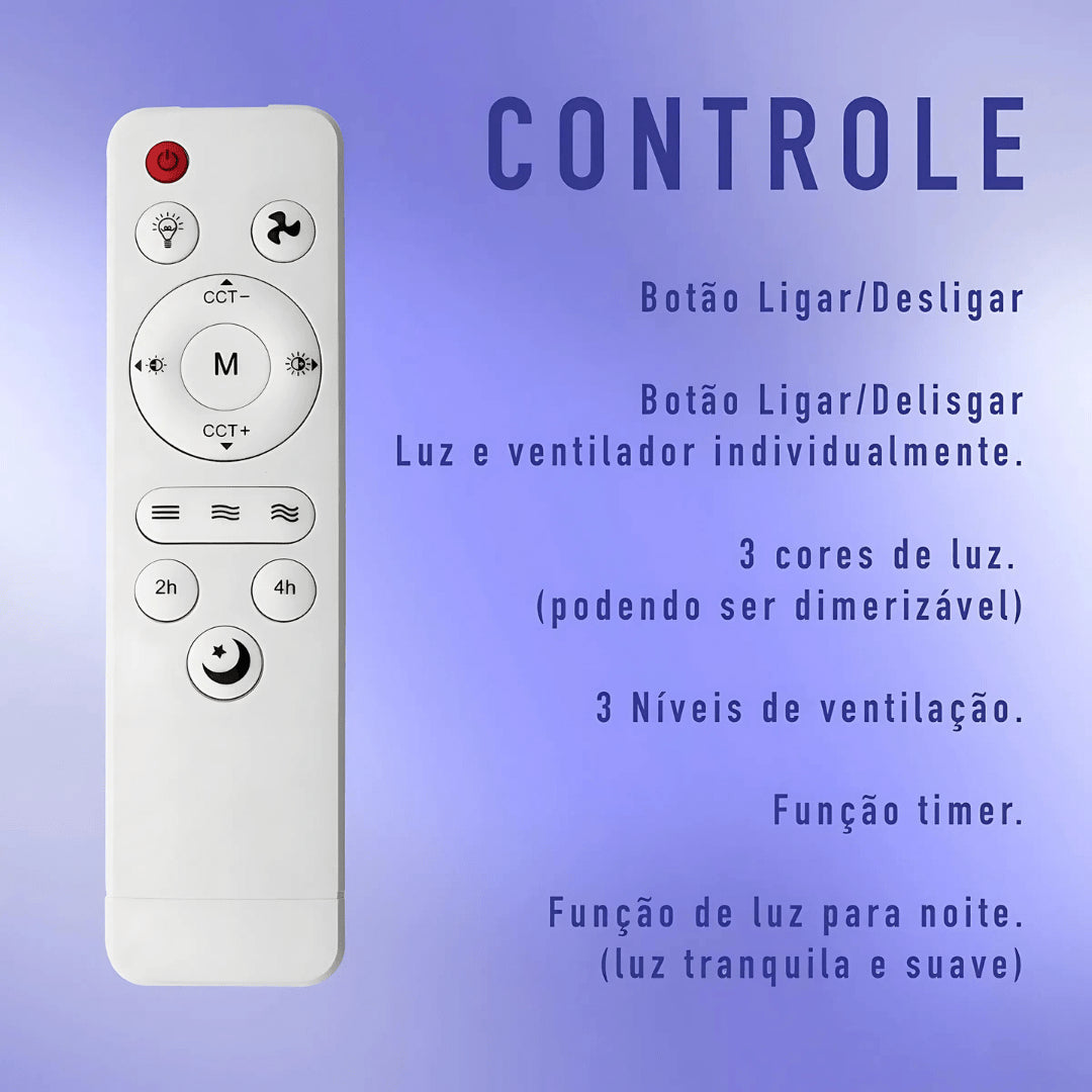 Lâmpada Ventilador de Teto com Controle | Instalação Rápida E27