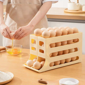 Porta Ovos Deslizante Organizador Para Geladeira De 4 Camadas Automática Rolantes - Alumee